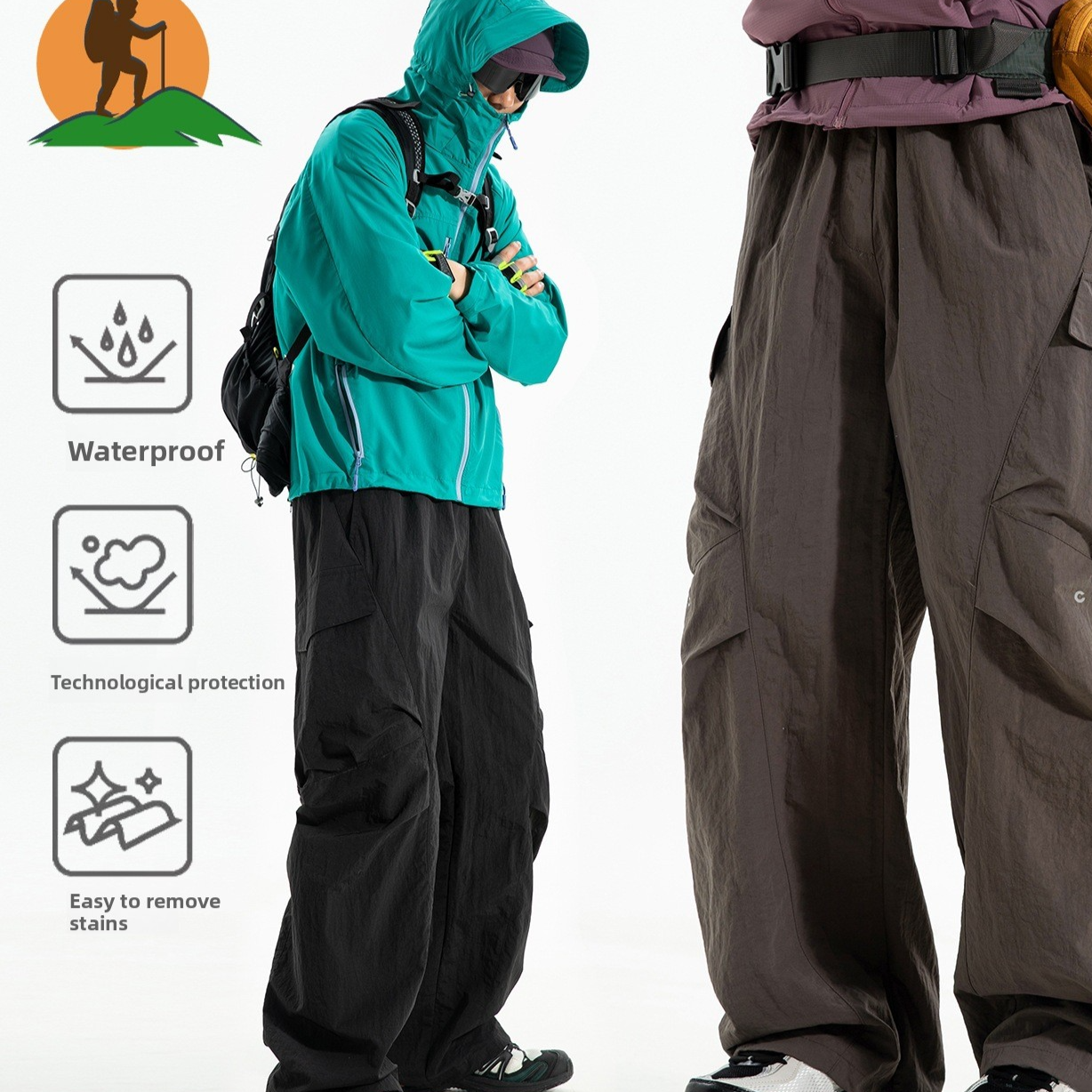 Water-Resistant Nylon Casual Pants with Pockets