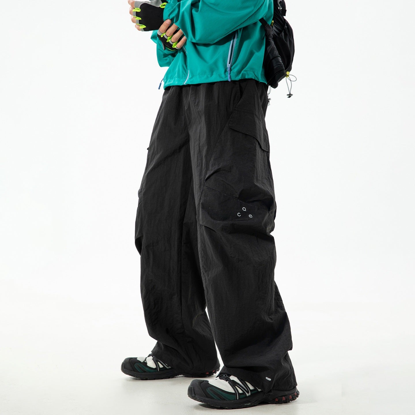 Water-Resistant Nylon Casual Pants with Pockets