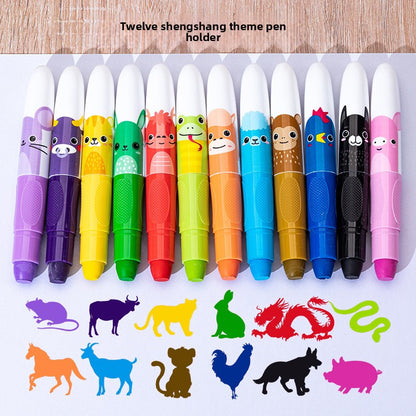 Water-soluble Zodiac Colorful Crayons