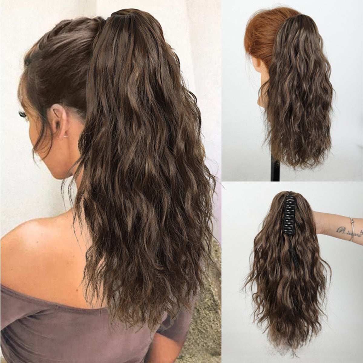 Water Wave Ponytail Hair Extension with Clip