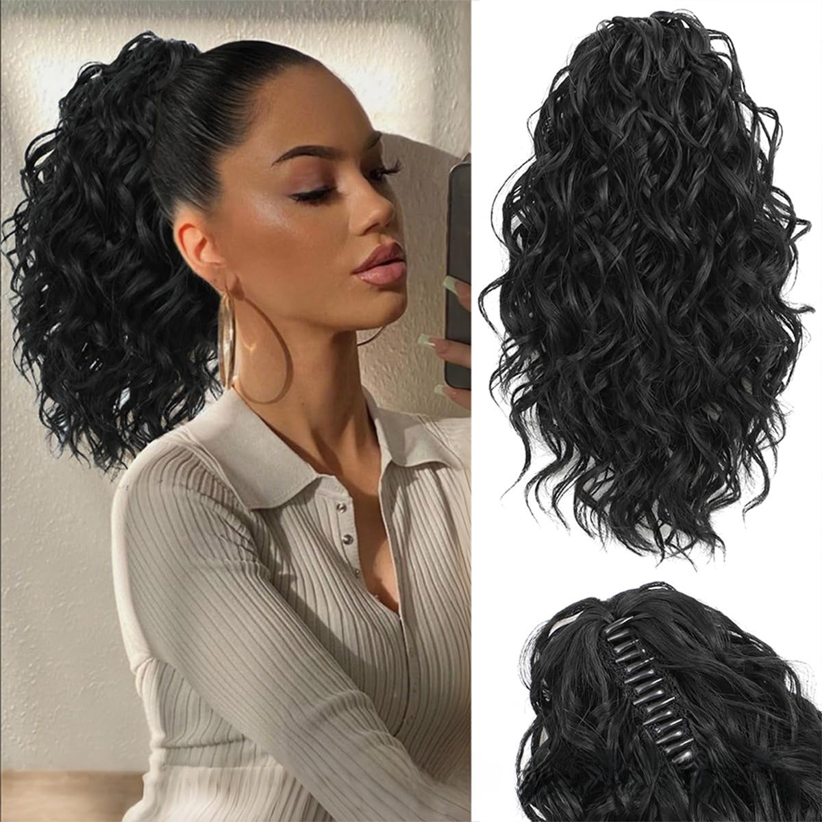 Water Wave Ponytail Hair Extension with Clip