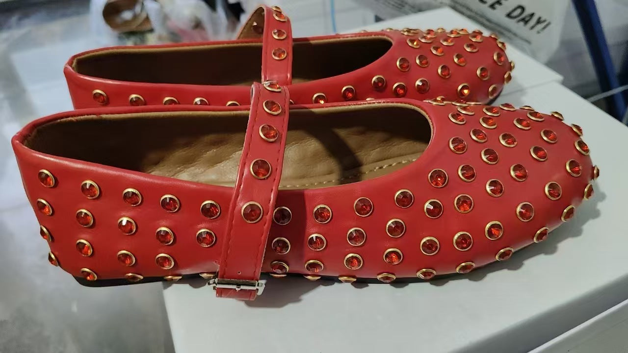 Waterdrop rivet women's single shoes