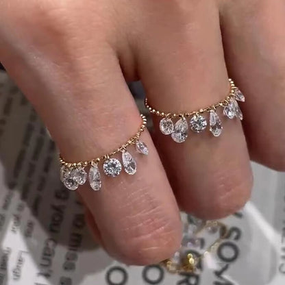Waterdrop Zircon Pulling Ring