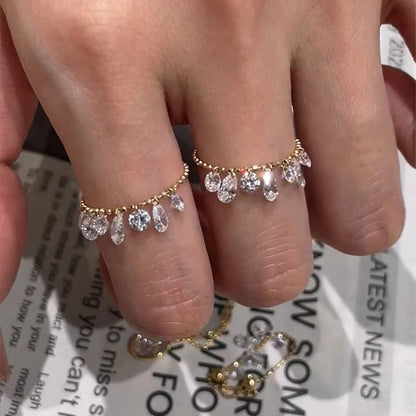 Waterdrop Zircon Pulling Ring