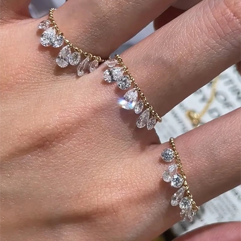 Waterdrop Zircon Pulling Ring