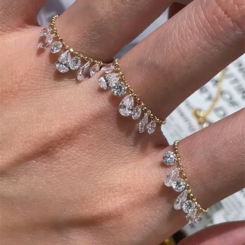 Waterdrop Zircon Pulling Ring