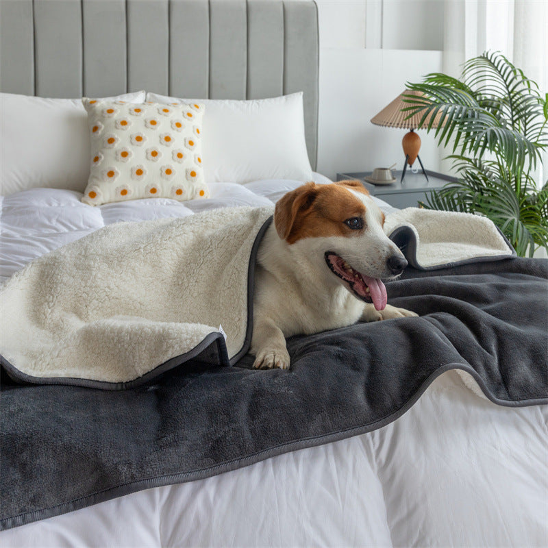 Waterproof Flannel Pet Blanket with Soft Lamb Velvet