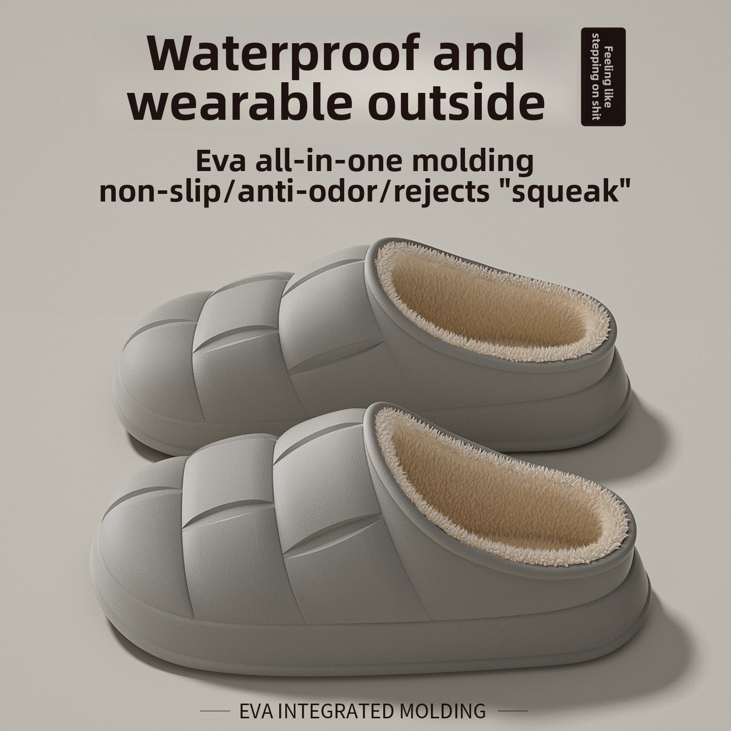 Waterproof Fleece-Lined Winter Slippers