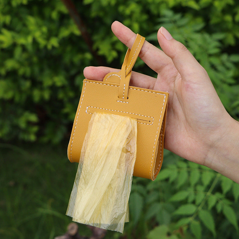 Waterproof Leather Dog Poop Dispenser Storage Bag