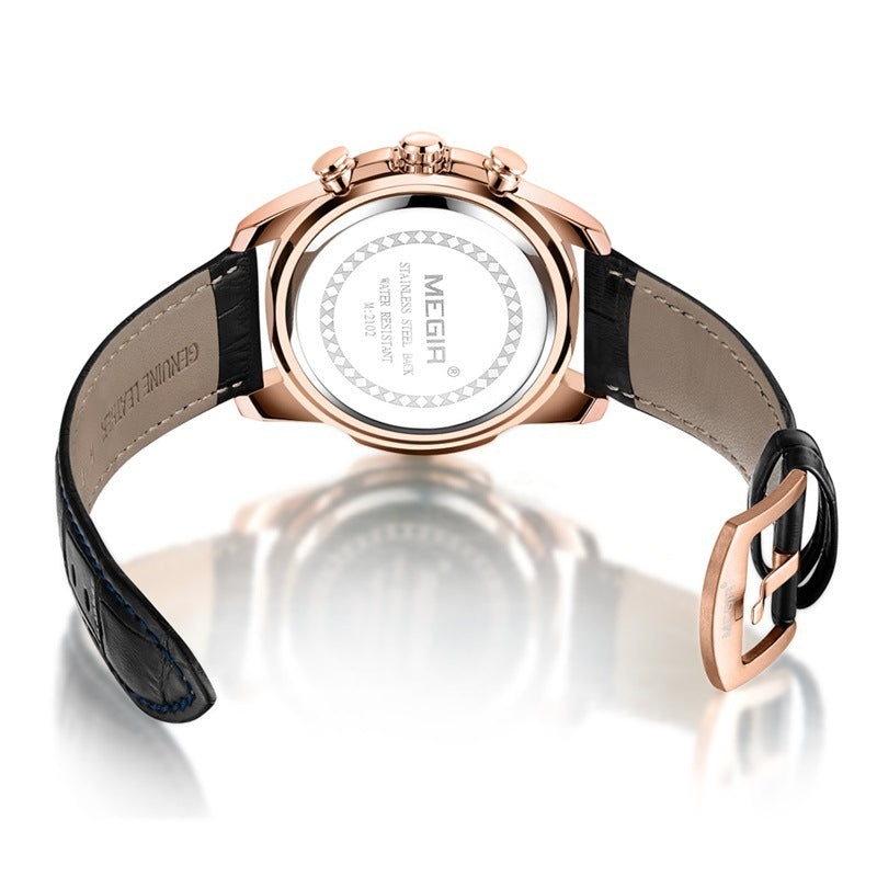 Waterproof luminous genuine leather sports watch