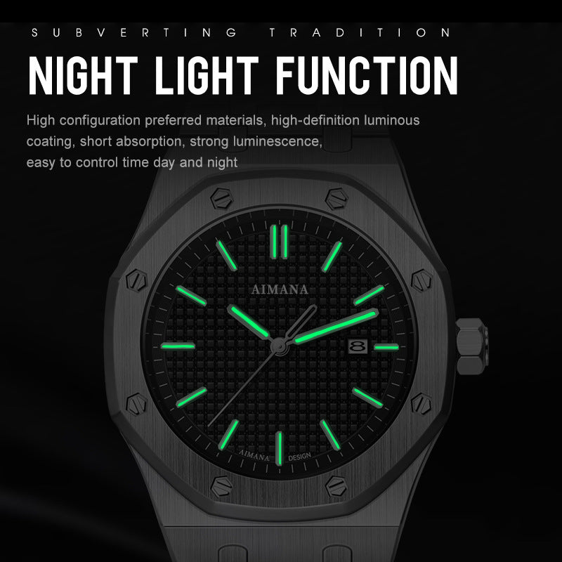 Waterproof luminous men's watch
