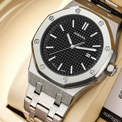 Silver shell black surface steel belt