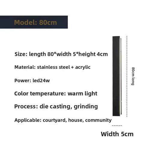 Waterproof Outdoor LED Strip Wall Lamp Minimalist Design IP65