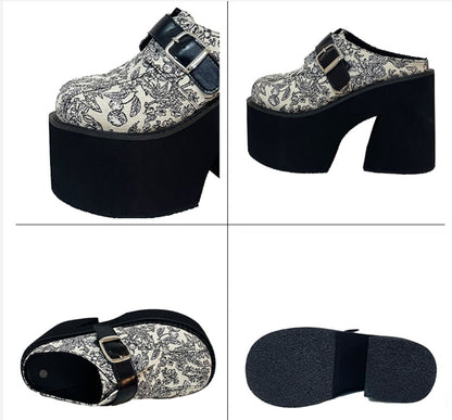 Waterproof platform sponge-soled flip-flops for women