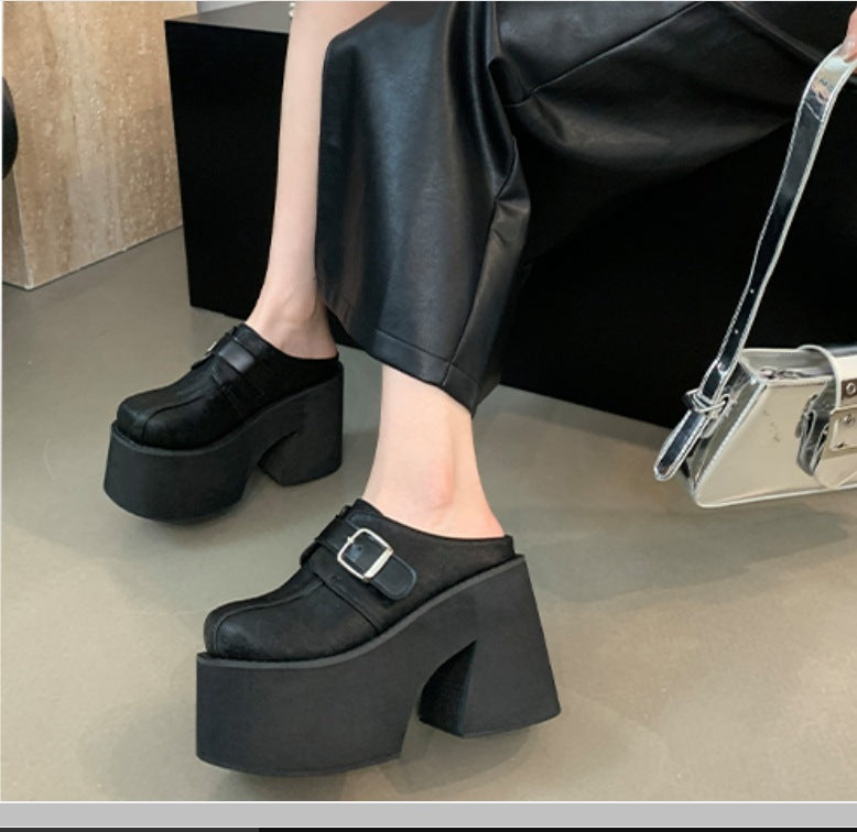 Waterproof platform sponge-soled flip-flops for women