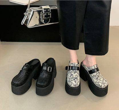 Waterproof platform sponge-soled flip-flops for women