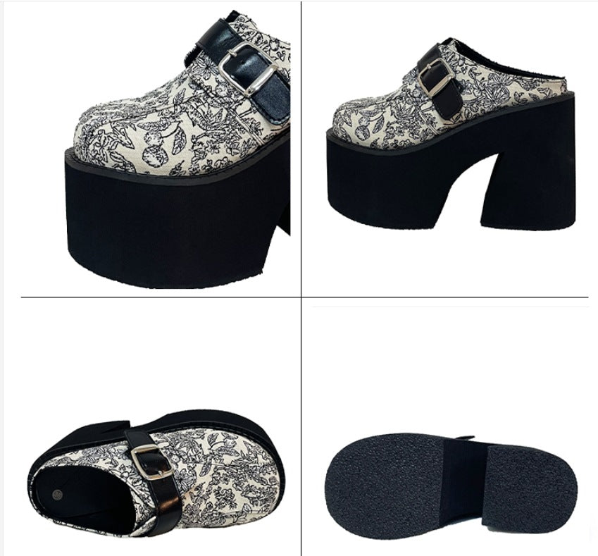 Waterproof platform sponge-soled flip-flops for women