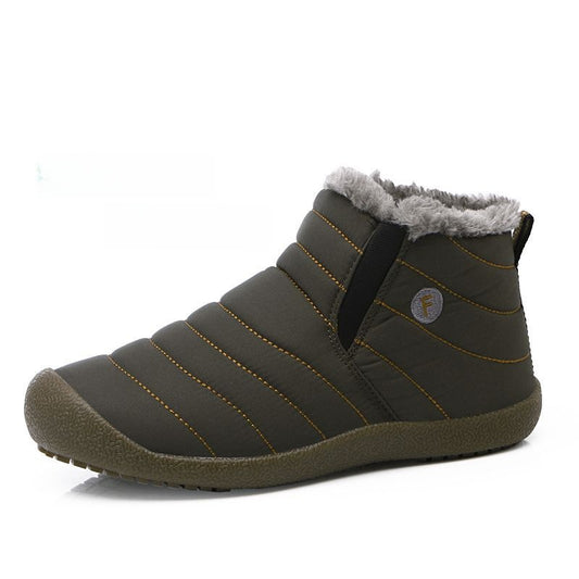 Waterproof snow boots for men, large-size cotton-lined shoes for men and women, fleece-lined men’s outdoor shoes