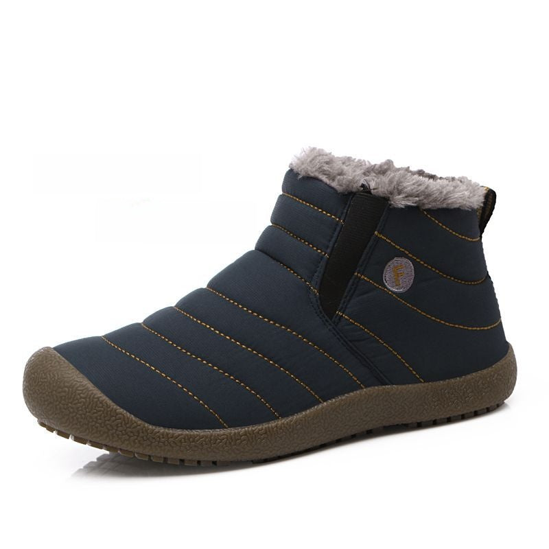 Waterproof snow boots for men, large-size cotton-lined shoes for men and women, fleece-lined men’s outdoor shoes