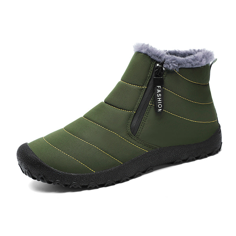 Waterproof snow boots for men, large-size cotton-lined shoes for men and women, fleece-lined men’s shoes for outdoor use