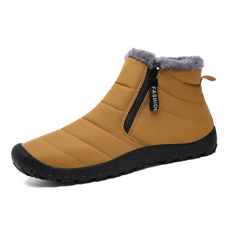 Waterproof snow boots for men, large-size cotton-lined shoes for men and women, fleece-lined men’s shoes for outdoor use