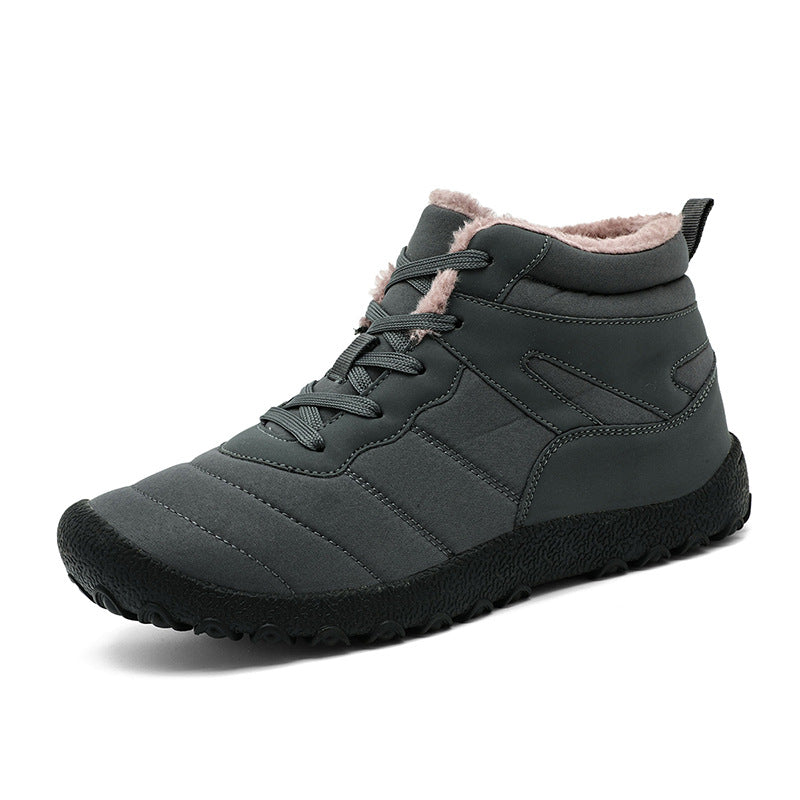 Waterproof snow boots for men, large-size cotton-lined shoes for men and women, fleece-lined men’s shoes for outdoor use