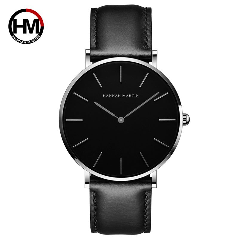 Waterproof watch with leather strap