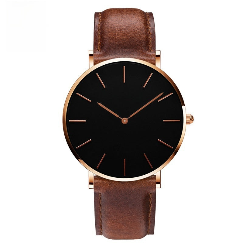 Waterproof watch with leather strap