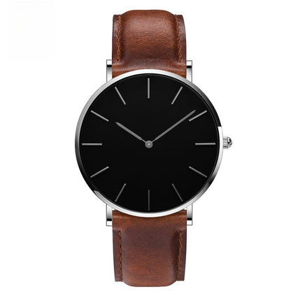 Waterproof watch with leather strap