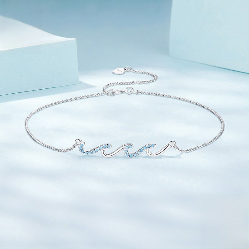 Wave Design Sterling Silver Anklet