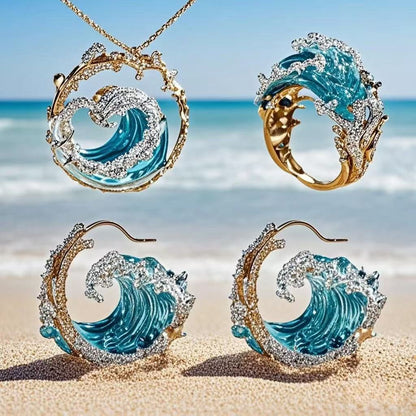 Wave Shape Ring Earrings