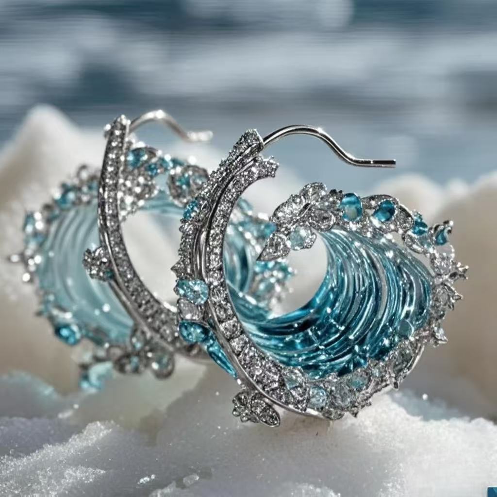 Wave Shape Ring Earrings