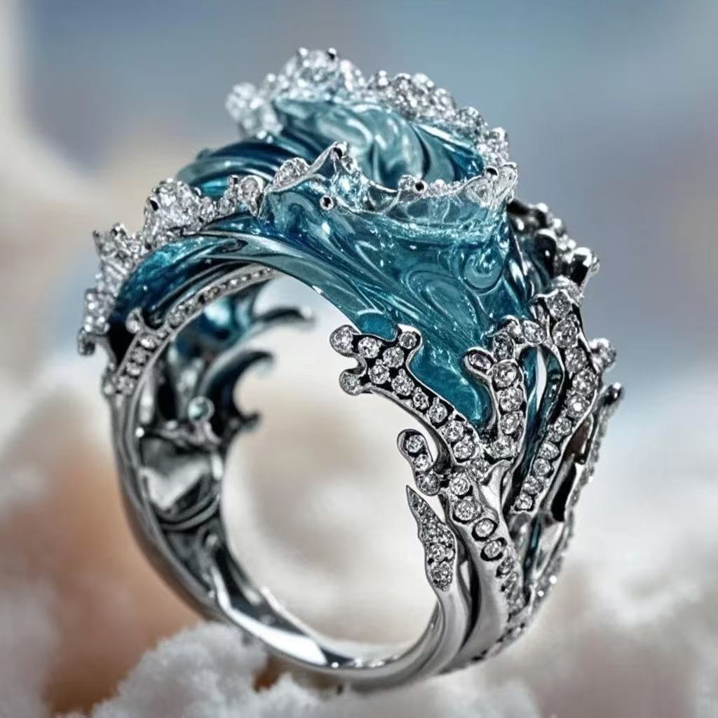 Wave Shape Ring Earrings