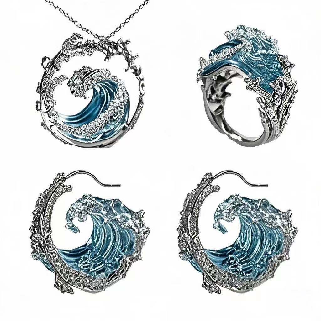 Wave Shape Ring Earrings