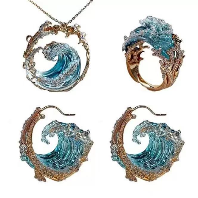 Wave Shape Ring Earrings