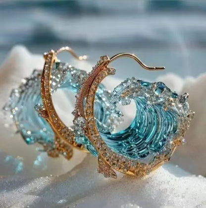 Wave Shape Ring Earrings