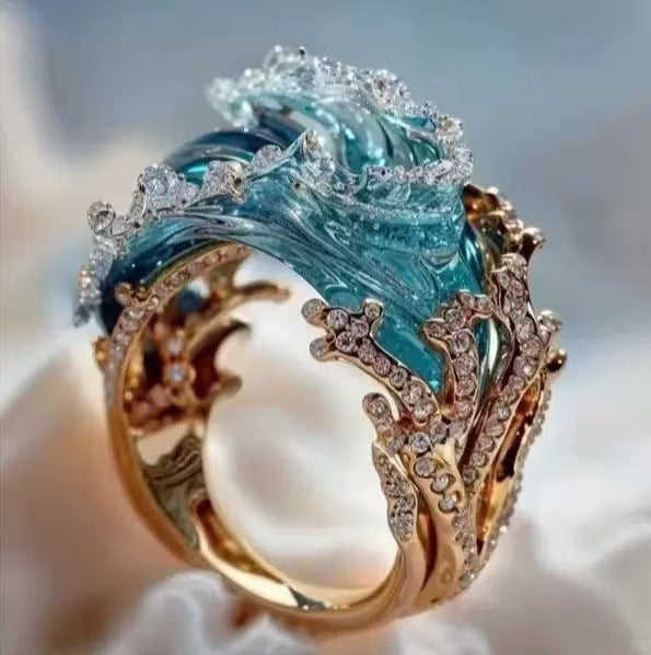 Wave Shape Ring Earrings