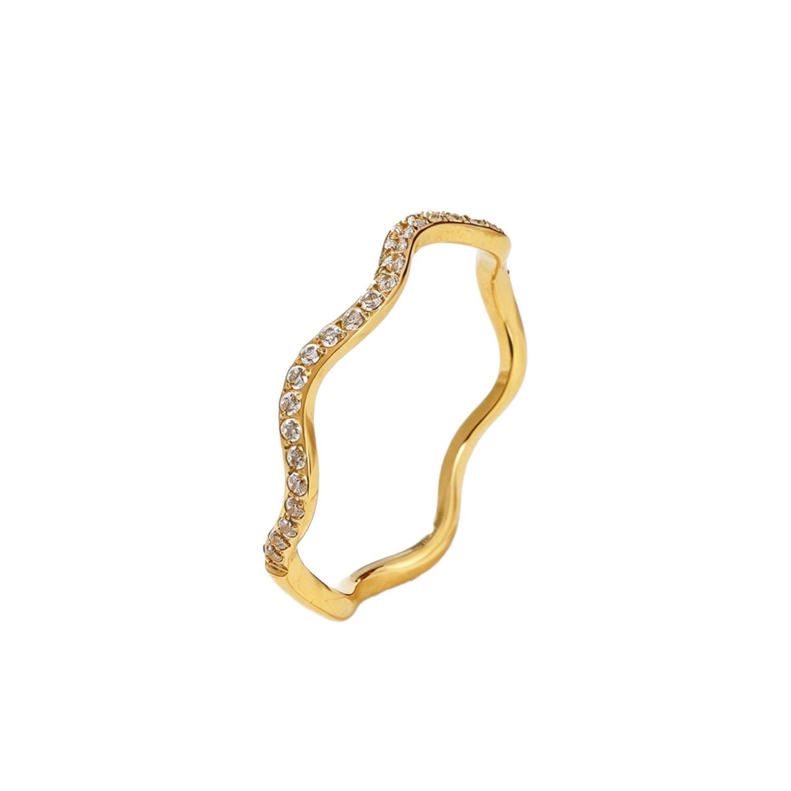 Wavy diamond-studded ring