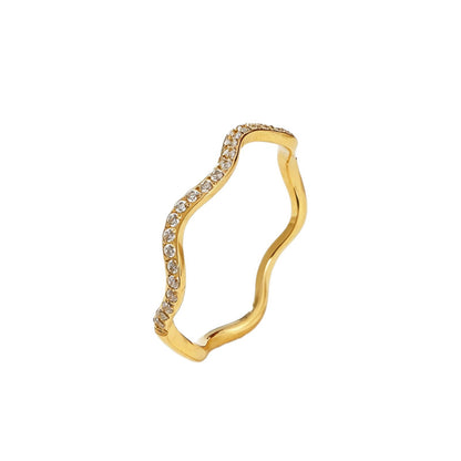 Wavy diamond-studded ring