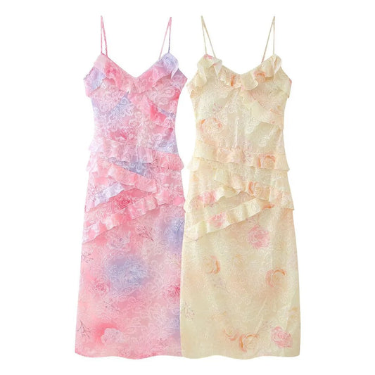 Wavy edge halter dress
