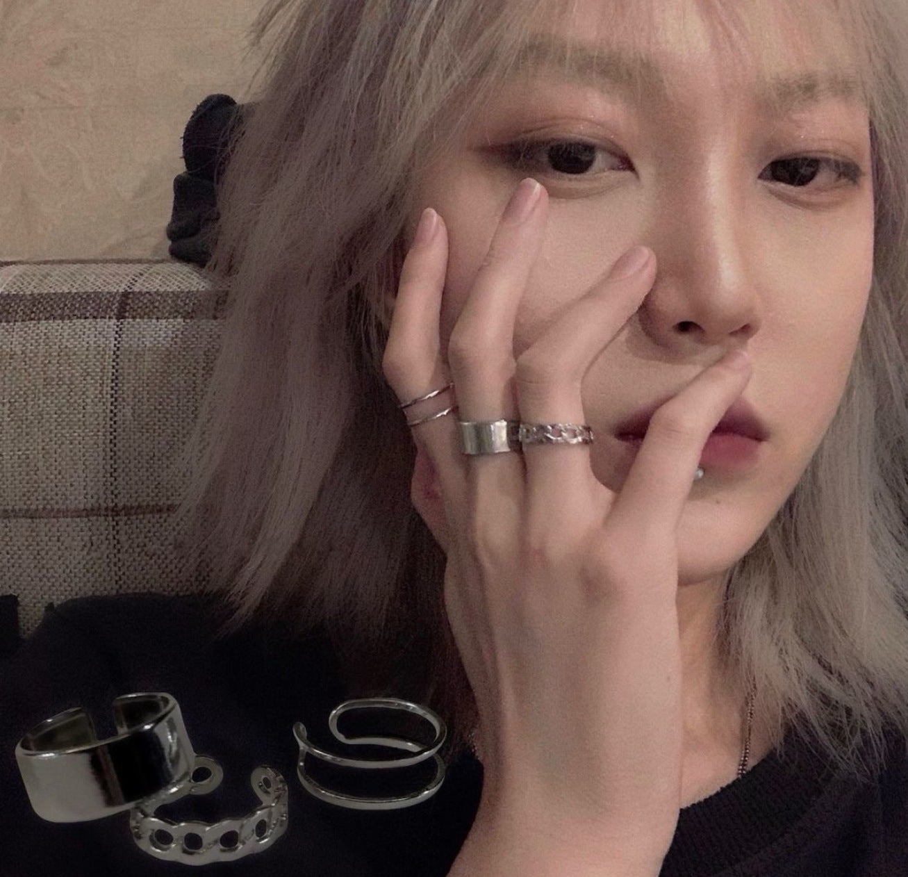 Wavy Geometric Ring Set