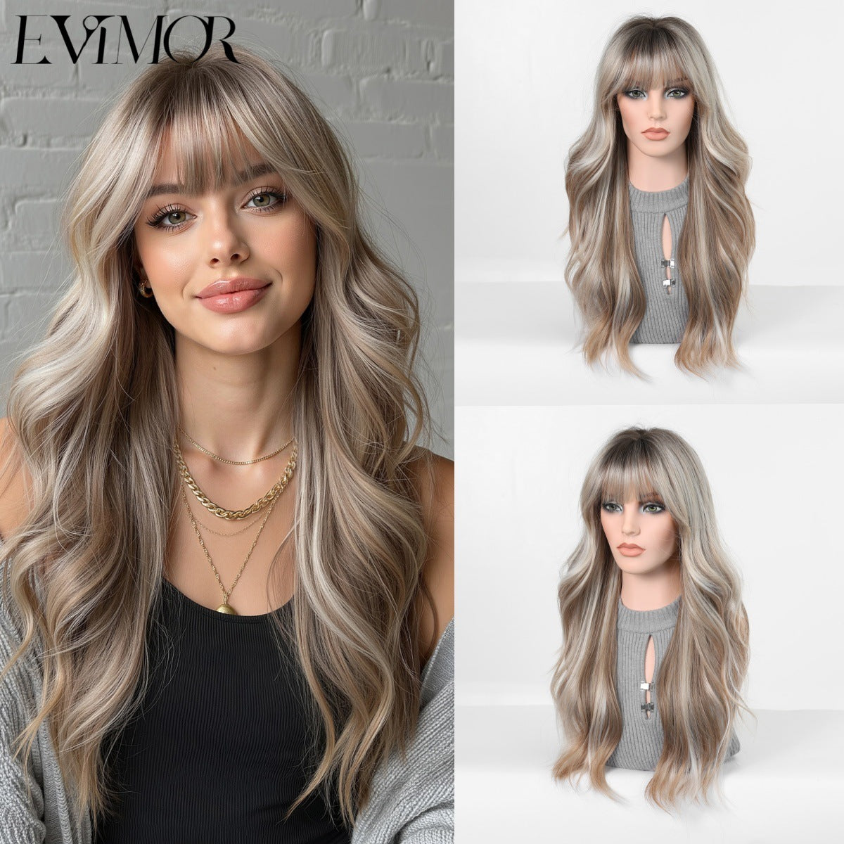 Wavy Synthetic Hair Wig with Fringe