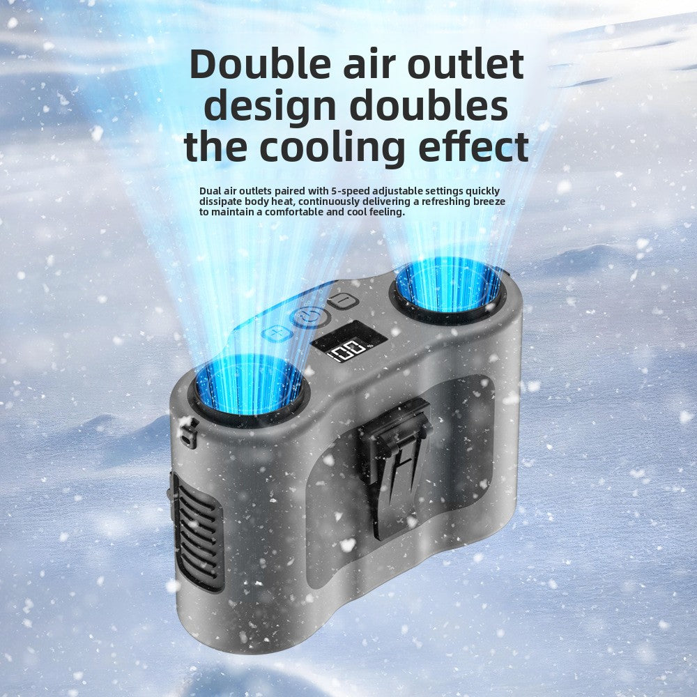 Wearable Dual-Blade Waist Fan with USB Charging