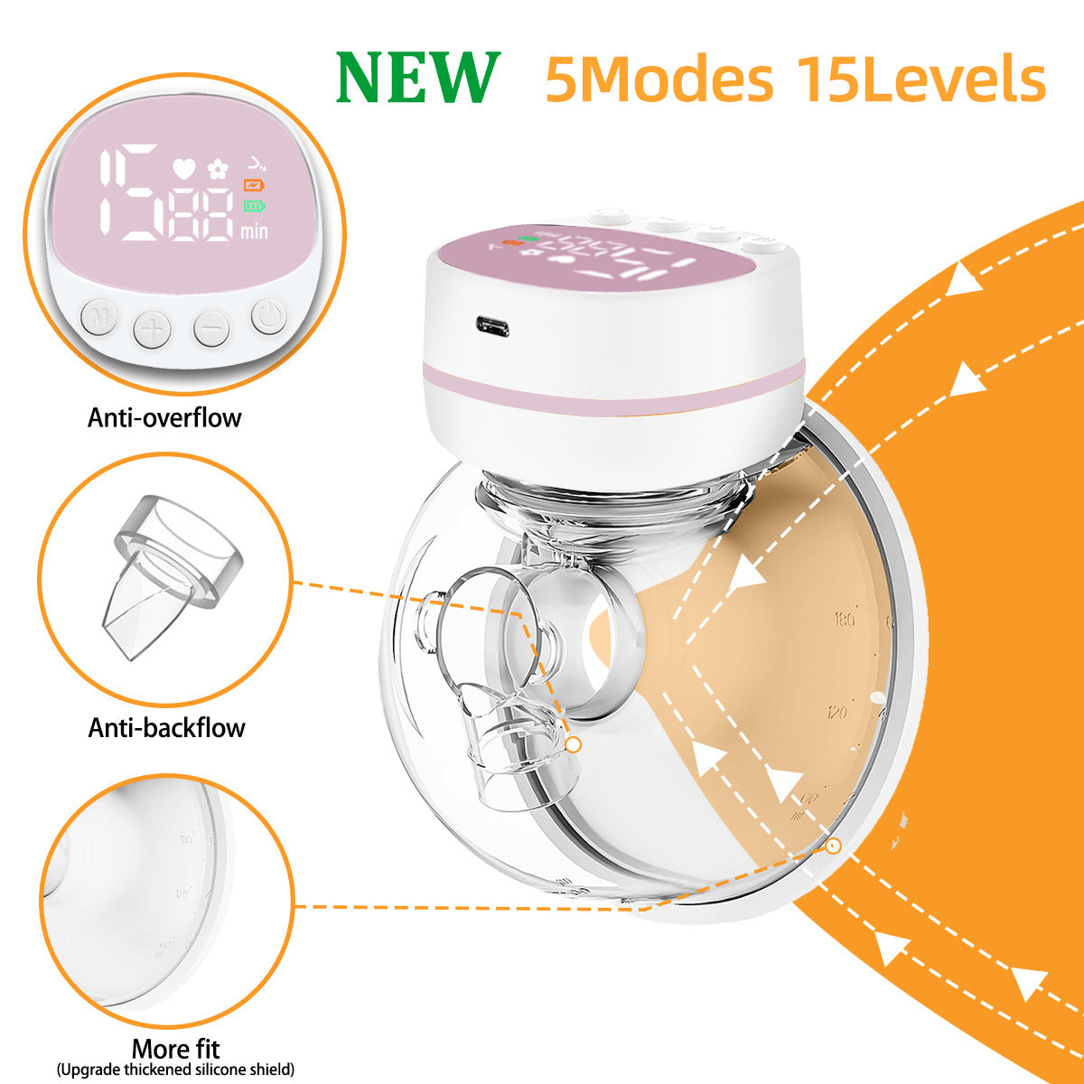 Wearable electric breast pump