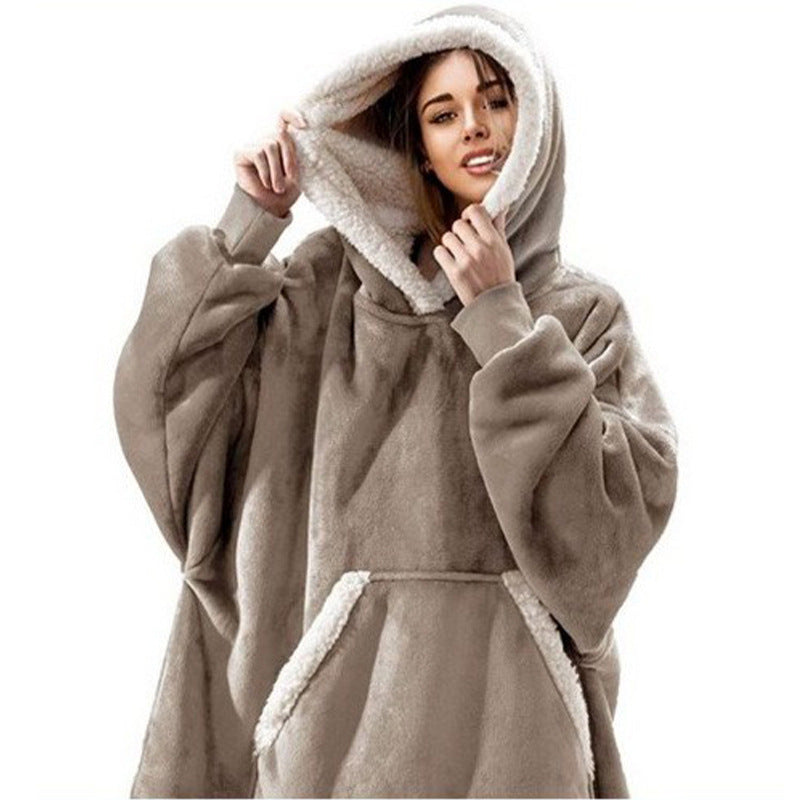 Wearable Flannel Blanket Hoodie for Home and Outdoor