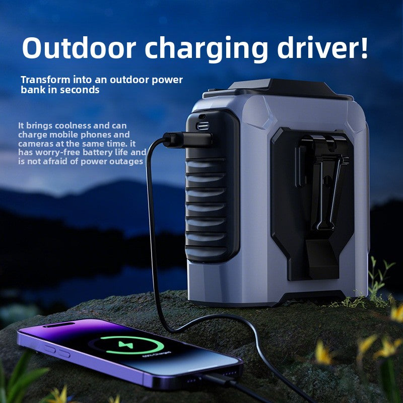 Wearable mini fan with portable charging battery