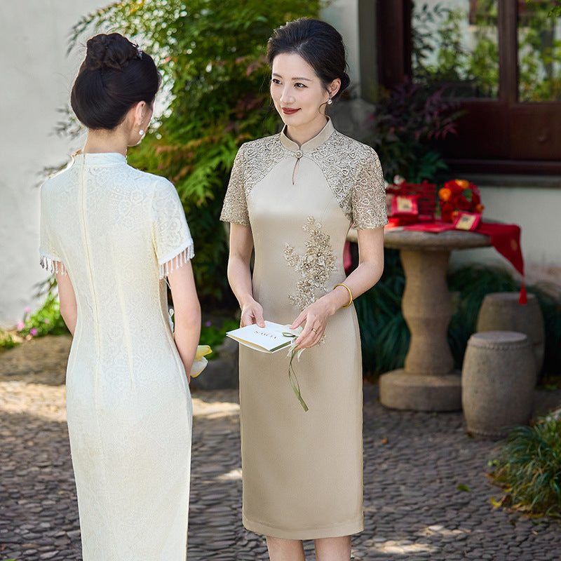 Wedding banquet dress - handcrafted cheongsam