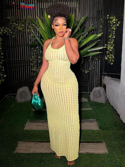 Weird Puss Cross Bandage Women Maxi Dress Backless Sleeveles