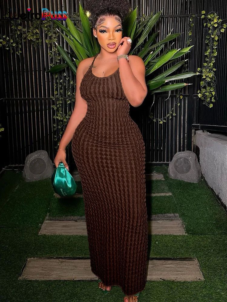 Weird Puss Cross Bandage Women Maxi Dress Backless Sleeveles