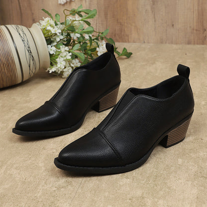 Western Style Pointed Toe Chunky Heel Chelsea Boots